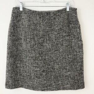 HENRY COTTONS Wool Alpaca Blend SKIRT Gray 42 small Fuzzy Tweed Academia Office